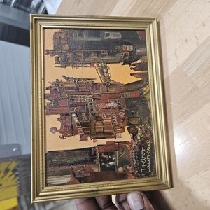 Rare Small Urban Cityscape Scene Oil Painting On Canvas By Actor Trevor Lawrence